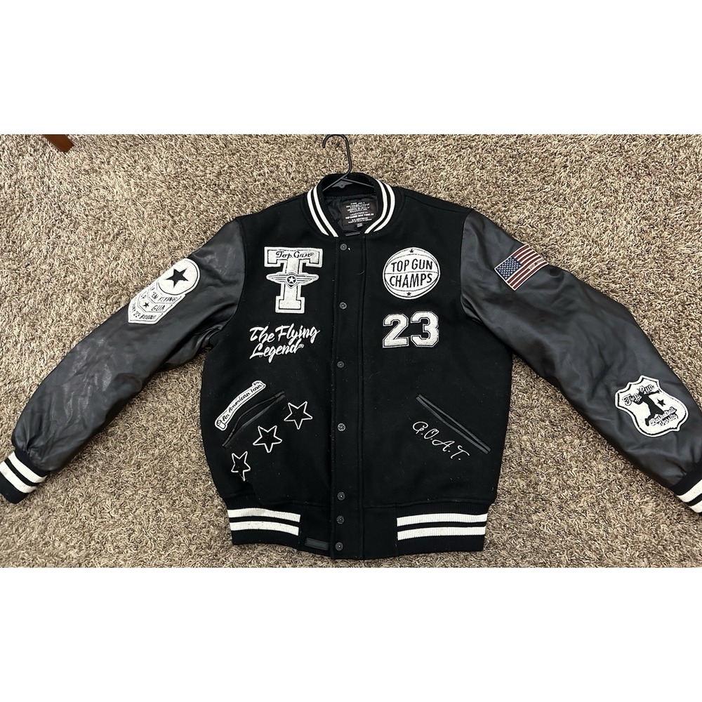 Rare TOP GUN Men's The Flying Legend Black And White Jacket Size US XL